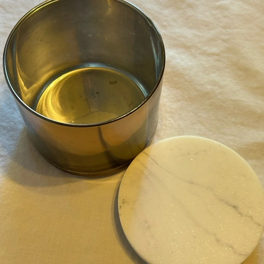 Marble Lid Mercury Pink Glass Storage Jar